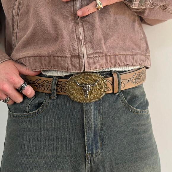 y2k classy brown american western cowboy boho belt - Picture 5 of 7